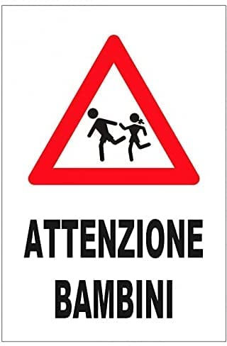 NEW CARTELLO SEGNALETICO - Attenzione Passaggio Bambini - Adesivo Extra Resistente, Pannello in Forex, Pannello In Alluminio (ADESIVO 30X42 cm)