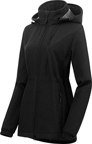 Chrisuno Women's Full-Zip Winter Jacket Fleece Lined Softshell Waterproof Jacket Lightweight Anorak Hiking Coat Grey XS