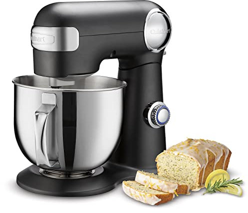 Cuisinart Stand Mixer, 12 Speed, 5.5 Quart Stainless Steel Bowl, Chef’s Whisk, Mixing Paddle, Dough Hook, Splash Guard w/Pour Spout, Poppy Seed, SM-50PSNAS
