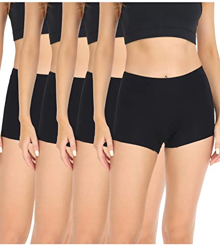 wirarpa Women's Boxers Underwear Cotton Ladies Safety Boy Shorts Under Skirt with Cotton Crotch 4 Pack Black Size 2XL