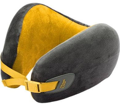 Travel Blue Ergonomisches Infinity Nackenkissen Flugzeug, Premium Memory Foam Kissen mit 360° Unterstützung, Reisekissen Flugzeug für ungestörten Schlaf, Luxuriöses & hypoallergenes Material (Yellow)