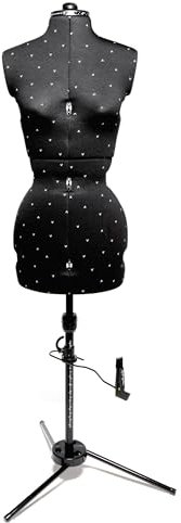 VIOLA Atelier N.5 Manichino Sartoriale Regolabile, Busto da Sarta Donna, Cucito e Sartoria, Per Cucire su misura Capi di Abbigliamento, Pronto Moda, Taglia S/M / 38/50, Made in UK, Nero