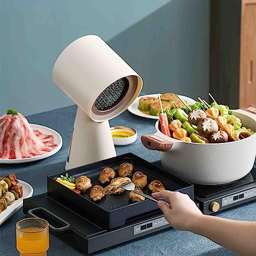 PRUJOY Desktop Range Hood With 2 Speed Exhaust Fan Cooker Hood with Detachable Aluminum Filter 3m3/Min Strong Suction for Home Kitchen (White)