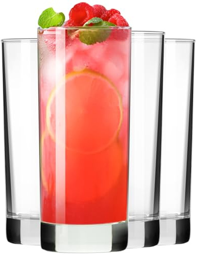 PARACITY Highball Glasses Set of 4, Drinking Glasses 10 Oz, Clear Glass Cups, Tall Tumbler Water Glasses, Glassware Set for Cocktail, Coffee, Mojitos