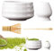 Matcha Schneebesen 4 Er Set, Matcha Set Aus Besen, Schale, Löffel Und Besenhalter, Handgefertigtes Keramik Matcha Geschenk Kit Für Traditionelle Zubereitung Von Matcha Tee (Weiß)