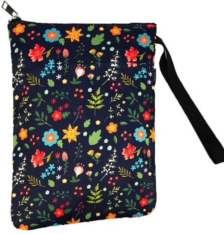 Mocrop Buchhülle für Buchliebhaber Buchumschlag für Taschenbücher Vegetativ Büchertasche für Taschenbücher mit Reißverschluss und Vordertasche, Buch Tasche für Taschenbuch 28 x 22 cm(Schwarz)