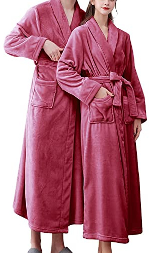 Albornoz Esponjoso Unisex, Batas de Baño para Mujeres Cálidas y Acogedoras Albornoz Grueso Ropa de Casa Bata de Toalla, Bata de Cambio de Toalla Súper Suave Bata Poncho de Toalla de Otoño Invierno