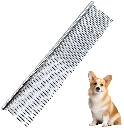 YAOYYG Peines para Mascotas, 2 en 1 Peines para Perros Gatos, Peines de Belleza para Mascotas para Todo Tipo de de Pelo Largo y Corto, Dientes Redondeados (19 x 3.5cm)