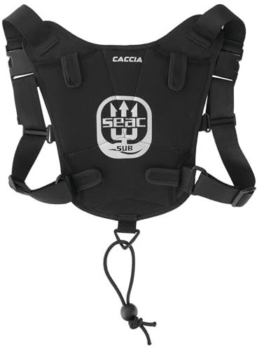 SEAC Caccia Vest – Gilet Porta Pesi per Pesca Subacquea | 4 Tasche in Neoprene(fino a 6kg tot), Spallacci Regolabili, Sgancio Rapido, Sagola Elastica con Sfera di Bloccaggio per Fissaggio alla Cintura