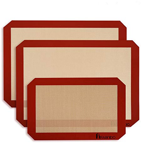 Silicone Baking Mat, Reusable Non Stick Baking Tray Mats Sheet Set for Cookies Macaroon Pastry, 3 Pack