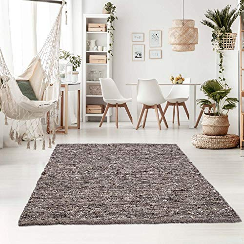 Taracarpet Handweb-Teppich Oslo Wolle im Skandinavischem Landhaus Design Wohnzimmer Esszimmer Schlafzimmer Flur Läufer beidseitig verwendbar 160x230 cm grau Multi