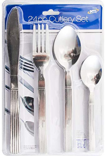 24pc Stainless Steel Cutlery Set in Blister Card, Silver