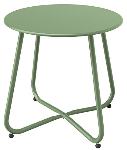 Grand patio Mesa de sofá, Mesa de Exterior, Ligera, fácil de Usar, Resistente a la Intemperie, Mesa Auxiliar para Sala de Estar, Pasillo, Dormitorio, jardín, terraza, balcón (Verde Salvia)