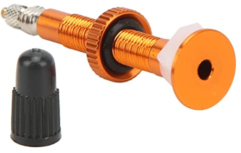 Stelo della Valvola Presta per Bici, Adattatore per Valvola di Estensione del Vuoto Tubeless in Lega da 40 Mm per Bicicletta da Strada con Cappucci dello Stelo della Valvola(arancia)