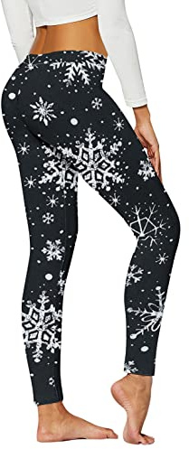Kamviluer Julleggings för kvinnor julkostym leggings träning löpning jul tights stretch roliga byxor, F-jul J, 40/44