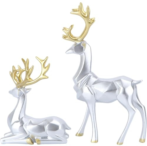SAFIGLE Decoración De Renos Origami Figura De Ciervo Navideña 4.7 Pulgadas Adorno para Mesa De Hogar Y Oficina Estilo Moderno Y Artístico