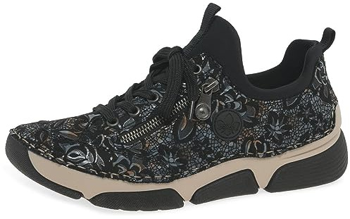 Rieker Excursion Womens Trainers 4 UK Black Metallic Print