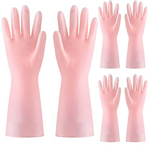 BAMFY Guantes Limpieza Guantes De Goma 3 Pares Reutilizable Guantes Fregar for Jardinería, Limpieza De Autos, Y Más Lavar Los Guantes (Color : Pink, Size : M)