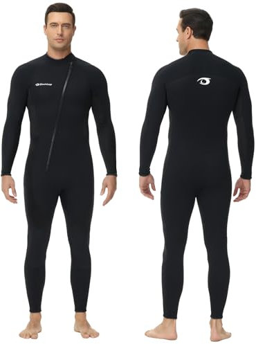 Owntop Herren Neoprenanzug 3/2mm - Vorderer Reißverschluss Voll Tauchanzüge, Stretch Pro Neopren-Nassanzug Thermische Volle Länge Tauchhaut zum Surfen Schnorcheln, Herren Schwarz XXL