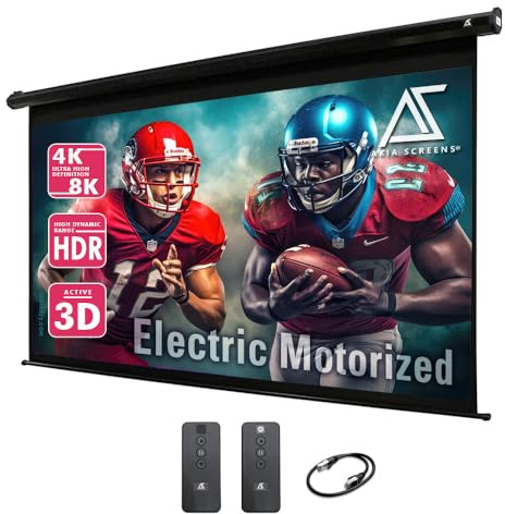 Akia Screens 125-Inch Motorized Projector Screen, 16:9, Electric Drop Down with Remote, Wall or Ceiling Mount, 4K/8K Ready, AK-MOTORIZE125H2.