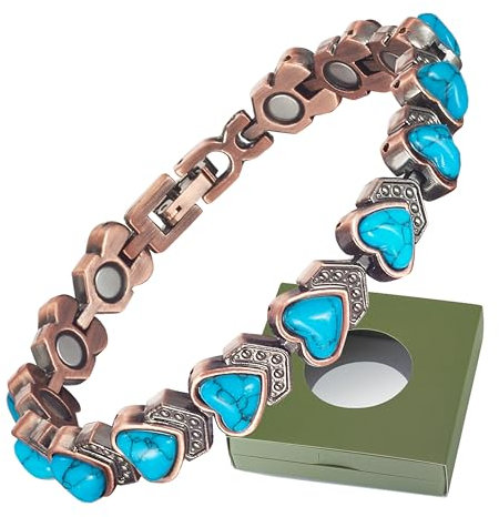 MagCopper Magnetisches Kupferarmband für Frauen, magnetische Armbänder für Frauen, türkiser Schmuck mit 3500 Gauss-Magnet (mit Geschenkbox) (Typ B)