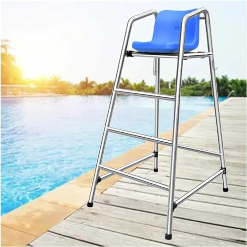 AviiSo Escalera de Seguridad Taburete de bar con silla de salvavidas, 1,2 m/1,5 m/1,8 m de altura Silla de salvavidas, Marco de acero inoxidable resistente. con asiento cómodo, Carga 300 kg/660 libras