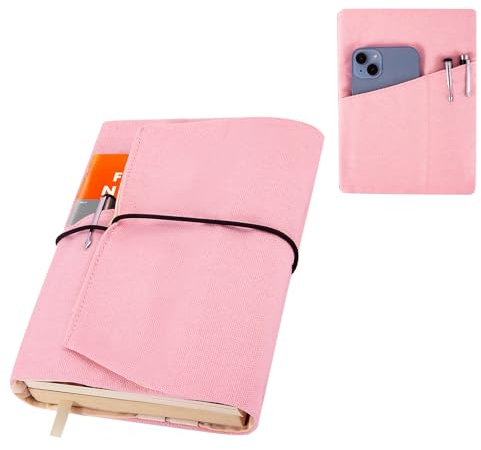 Leinwand Buchumschlag, Waschbar und Wiederverwendbar mit zusätzlicher Ärmeltasche und Lesezeichen, Buchabdeckung für Schulbücher bis 8.5x4.27 Zoll einstellbar, Ideale Geschenke für Buchliebhaber