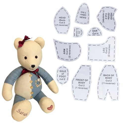 Tissting Juego de Reglas de Plantilla de Oso, 10 Piezas 10/12/15 Pulgadas - Kit de Corte de Patrones de Costura para Muñecas DIY, Plantillas Oso Ropa de Acolchado, Acolchado y Arte en Casa (38cm)