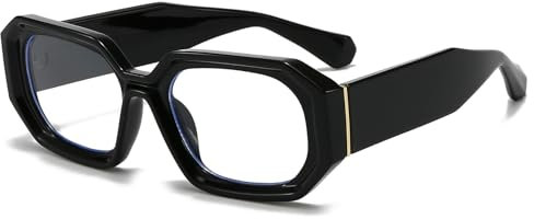 LJCZKA Occhiali Luce Blu Rettangolari per Donna Uomo Occhiali Quadrati Montatura Spessa Stretti Affaticamento per Computer Gioco Lettura