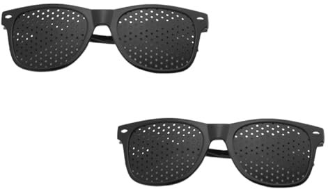2 Stück Schwarz Rasterbrille Augentraining,Lochbrille für Entspannung,Pinhole Glasses zur Verbesserung des Sehvermögen,Lochbrille für Augentraining Original,Gitterbrille für Augenentspannung im Alltag