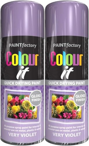 MIXEL Violet Gloss Spray Paint, Quick-Drying Formula, Long-Lasting, Perfect For Crafting, DIY Projects, Automotive, Home Décor, Ideal For Both Indoor And Outdoor Use, 400ml, (2 Pcs)