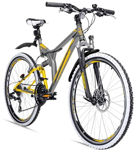 Bergsteiger Phoenix 26 Zoll Mountainbike, geeignet ab 160 cm, Scheibenbremse, Licht, Schutzblech, 21 Gang-Schaltung, Vollfederung