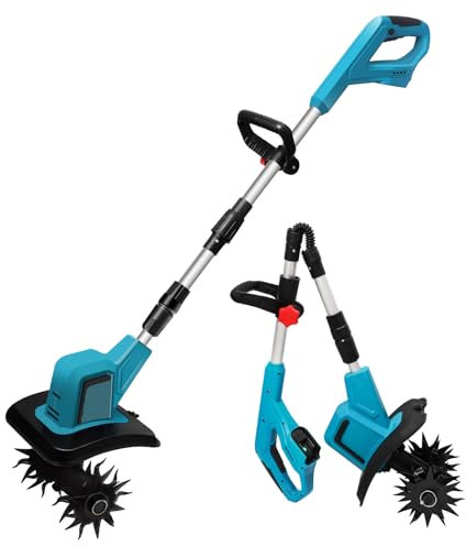 Akku-Bodenhacke für Makita 18V Batterie,550W Gartenfräse akku,15 cm Bodenbearbeitungstiefe,20 cm Bearbeitungsbreite,360RPM,Frästiefe Gartenfräse mit Verstellbarer Zusatzgriff (Ohne Akku)