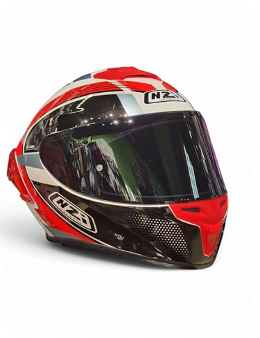 Casco Moto NZI Trendy 3 Stream Rapid Blanco Rojo Negro- Casco de Moto Integral con Pantalla Oscura + Transparente + Spoiler ECE 22.06 - Unisex Hombre y Mujer (L)
