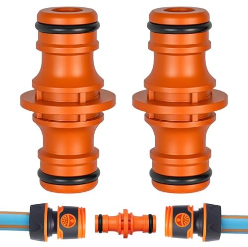 2 Stück Schlauchverbinder,Gartenschlauch Verbinder,Schlauchverbinder 1/2 zoll,Schlauch kupplung,für Schlauchkupplung 1/2 zoll (2,Oange)