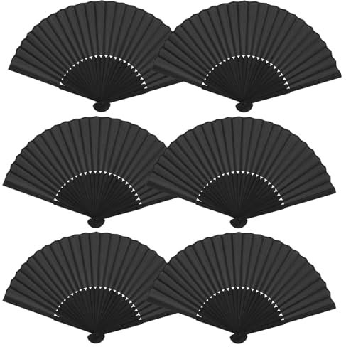 6 Pcs Folding Hand Fan, Paper Fan, Hand Fan Folding, Fan Handheld Paper,Spanish Fan, For Wedding, Party, Outdoor Events, Lightweight Manual Fans With Classic Design
