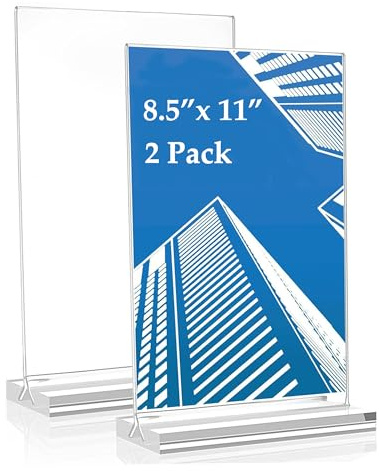 MingFontec 2 Stück Tischaufsteller A4 glasklarer T-Ständer Hochformat Acryl A4 Werbeaufsteller, Tischaufsteller für Werbung, Speisekarte, Hinweisschild (21 x 29,7cm)