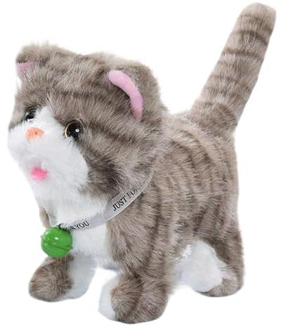 Genérico Gato Caminante – Interactivo De Peluche, Gato De 17 Cm con Cola Que Se Mueve & Motor Eléctrico | Mascota Ďe Juego Realista para Niños Navidad, Cumpleaños, Año Nuevo para Niño
