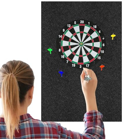 Dartboard bakväggsskydd, väggplattor underlag för dartbrädor, dart matta för Steeldart svart bakvägg för olika rum inklusive rum garage trädgård och