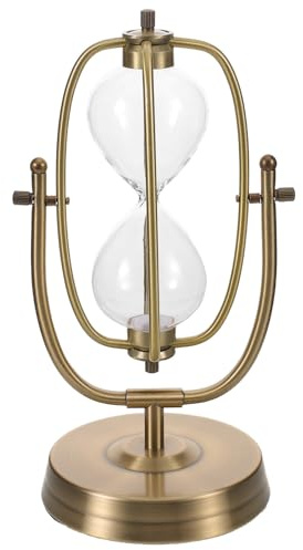 Toyvian Reloj de Arena Decorativo Marco Grande de Aleación Dorada Vintage Rellenable Diseño Giratorio 360° para Decoración de Escritorio y Ceremonia de Boda