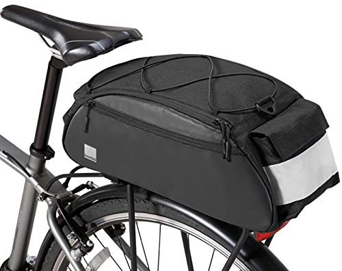 SIVENKE Fahrradtasche Packtasche Gepäckträgertasche 10L mit Schultergurt und Regenhülle Schwarz