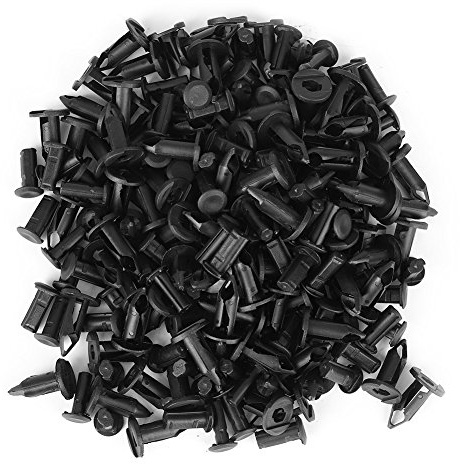Bilfästklämmor, 100 st. 8 mm hål plaststo? stavskärm¨ dubbar fästklämmor, svart