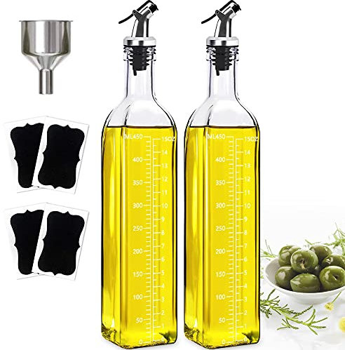 ztarraum Oil Dispenser Olive Oil Bottle Drizzler Vinegar Bottle 500ml Glass Olive Oil Dispenser Bottle for Cooking Lead-Free Glass Oil and Vinegar Bottle for Oil Vinegar Soy Etc (2 PCS)
