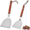 dcas 2 Stück Grillspachtel Set Aus Edelstahl, Grillspachtel, Edelstahl Kochspatel, Edelstahl Holzgriffen Grillspachtel, Zum Teppanyaki, Burger, Pfannkuchen (2 Größe)