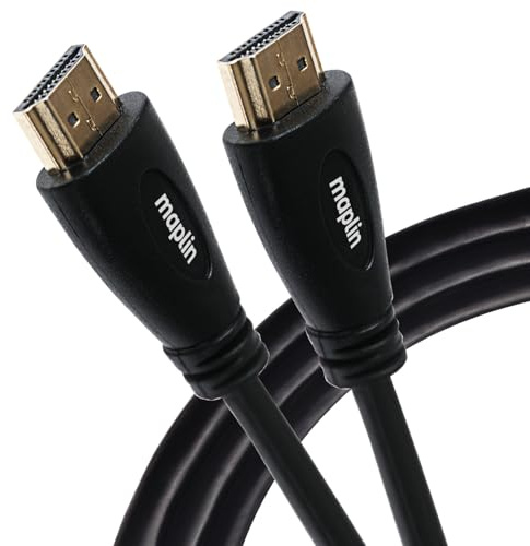Maplin Thin HDMI Cable 3M, 4K 30Hz Ultra HD High Speed, ARC, HDR, 3D, Ethernet, Compatible with TVs, Monitors, PS4/5, Xbox, Projectors, Soundbars, Sky Box, PCs, Laptops, Apple TV