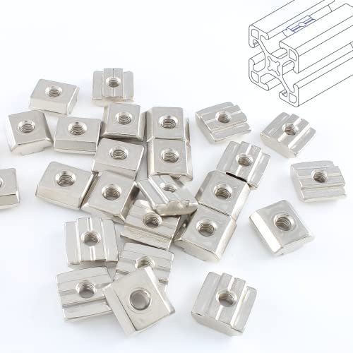 Rierdge 50 Pcs 3030 Series Sliding T Nuts Metric M6 Thread Slide in Hammer Head T-Nut, Sliding T-Nuts for Standard 8mm T-Slot Aluminum Extrusion Profile