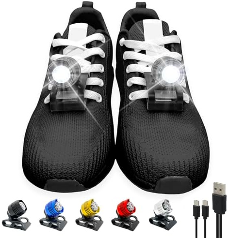 Running lights for runners,Lights for walking at night,IPX5 Running shoe lights waterproof,Shoe light,2Pcs Shoe headlights Used for Dog Walking, Walking Tours Camping, Suitable for Adults Kids(Black)