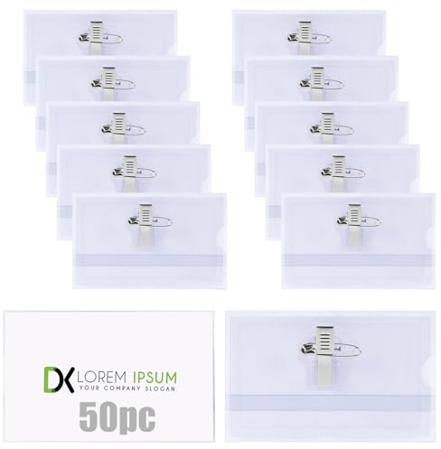 Vicloon Tarjetas de Identificación con Clip, 50 unidades Porta Tarjetas de Plástico, 90 x 56mm, Funda para Tarjetas de Identificación con Clip y Imperdible, para Escuelas, Exposiciones, Conferencias