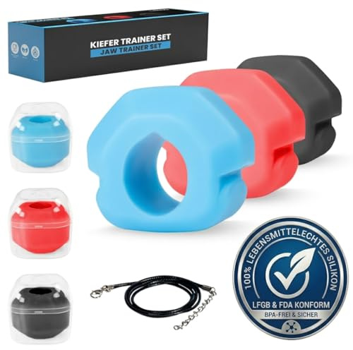 Kiefer Trainer Set 2.0 | Das Original - Kiefertraining mit dem Jawline Trainer & Jawline Toner; Doppelkinn Entferner; Gesichtstrainer; Neck Trainer & Anti-Falten