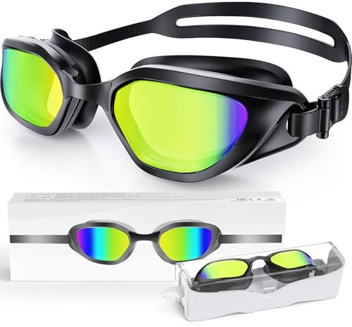 Zeligerstar Polarisiert Schwimmbrille für Erwachsene Jugendliche, Anti-Beschlag-UV-Schutz Schwimmbrille für Herren und Damen mit Austauschbarem Nasensteg